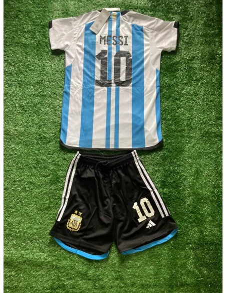 Conjunto Kit Niño Short Camiseta Argentina Messi 2022