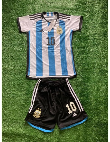 Conjunto Kit Niño Short Camiseta Argentina Messi 2022